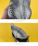Black gold resin owl statue - modern perforated design for living room TV cabinet and entryway decoration