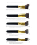 10-Piece Black silver Makeup Brush Set - Large and Small Brushes for Professional Beauty Application