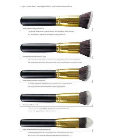 10-Piece Pink gold Makeup Brush Set - Large and Small Brushes for Professional Beauty Application