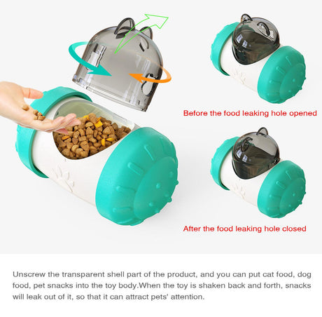Pet Tumbler Treat Dispenser Ball��Interactive Feeding Toy for Dogs and Cats(Green and white)