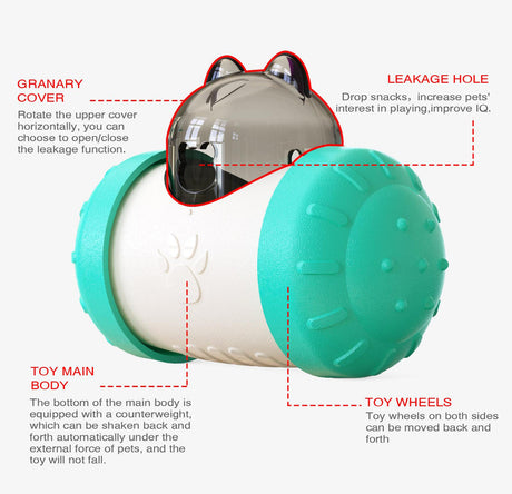 Pet Tumbler Treat Dispenser Ball��Interactive Feeding Toy for Dogs and Cats(Black and white)
