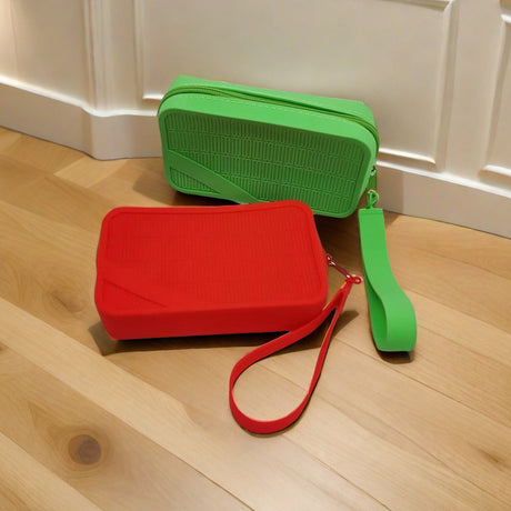 White Silicone Zipper Storage Pouch - Stylish Multi-Purpose Organizer with Wrist Strap