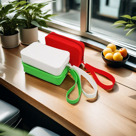 White Silicone Zipper Storage Pouch - Stylish Multi-Purpose Organizer with Wrist Strap