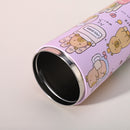 304 Stainless Steel Insulated Tumbler,Cartoon Design Portable Straw Cup for Home and Office(Off-white)