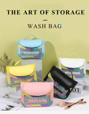 PVC Transparent Cosmetic Bag,Waterproof Portable Travel Organizer with Handle(Pink)