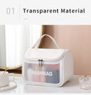 PVC Transparent Cosmetic Bag,Waterproof Portable Travel Organizer with Handle(Pink)