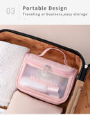 PVC Transparent Cosmetic Bag,Waterproof Portable Travel Organizer with Handle(Black)
