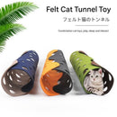DIY Felt Cat Tunnel - Foldable Egg Roll-Shaped Pet Toy with Multiple Holes(Brown + Green)