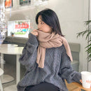 Dark gray Imitation Cashmere Solid Scarf - Warm Winter Shawl for Men and Women