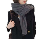 Dark gray Imitation Cashmere Solid Scarf - Warm Winter Shawl for Men and Women