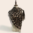 Stylish Animal Print Scarf - Warm Fall/Winter Shawl with Tassels, Imitation Cashmere(Light brown)