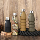 Camouflage blue Collapsible Silicone Water Bottle - Portable Sports Hydration Flask with Carabiner, 550ml/300ml