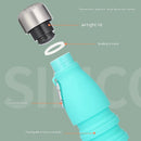Camouflage blue Collapsible Silicone Water Bottle - Portable Sports Hydration Flask with Carabiner, 550ml/300ml