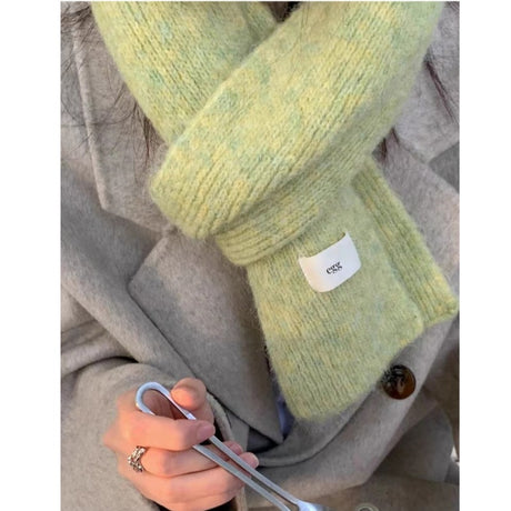 Beige Cozy Knit Scarf - Soft Wool-Blend Winter Neck Wrap, Warm and Stylish