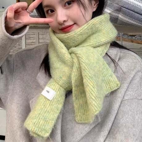 Green Cozy Knit Scarf - Soft Wool-Blend Winter Neck Wrap, Warm and Stylish