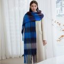 Winter Luxe Warm Oversized Scarf-Cozy Thick Plaid Wrap, European Chic Style(Pink plaid)