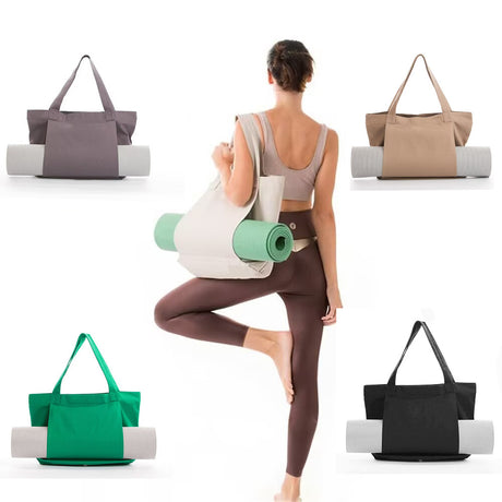 Yoga Mat Tote Bag - Durable Canvas Shoulder Bag for Outdoor Workouts & Travel(Grey)