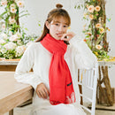 Luxe Soft Imitation Cashmere Scarf - Warm Solid Tone Shawl with Elegant Fringe(Red)