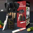 Blue 12-Piece Silicone Cooking Utensil Set - Non-Stick Food-Grade Kitchen Tools with Holder