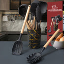 Blue 12-Piece Silicone Cooking Utensil Set - Non-Stick Food-Grade Kitchen Tools with Holder