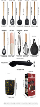 Morandi Green 12-Piece Silicone Cooking Utensil Set - Non-Stick Food-Grade Kitchen Tools with Holder