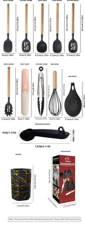 Morandi Green 12-Piece Silicone Cooking Utensil Set - Non-Stick Food-Grade Kitchen Tools with Holder