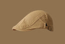 Retro Newsboy Cap - Unisex Vintage Flat Beret with Visor(Khaki)