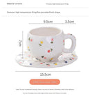 Hand-Painted Ceramic Coffee Cup and Saucer Set - Vintage Afternoon Tea(Pink bow)