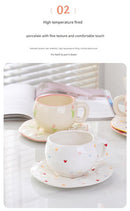 Hand-Painted Ceramic Coffee Cup and Saucer Set - Vintage Afternoon Tea(Small yellow flowers)