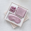 Luxury Satin Sleep Mask Gift Set,4-Piece with Pillowcase and Hair Accessories(Purple)
