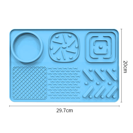 Pet Slow Feeder Lick Mat with Suction Cups - Anti-Anxiety Dog Feeding Mat(Blue)