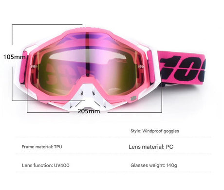 Orange and whiteMotorcycle Goggles - UV-Protective Anti-Dust Riding Glasses for Outdoor Sports(Red lenses)