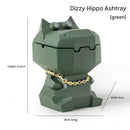 Hippo Ashtray with Lid - Stylish Geometric Decor for Home and Office(Green)
