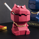 Hippo Ashtray with Lid - Stylish Geometric Decor for Home and Office(Gray)