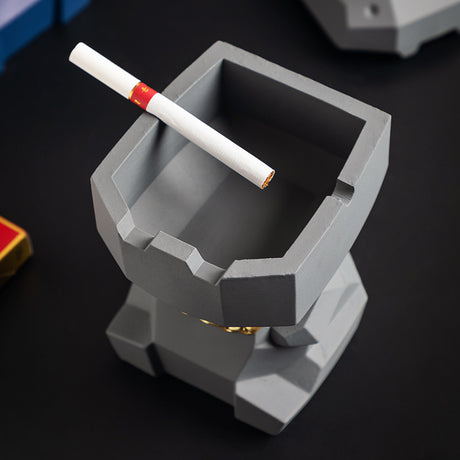 Hippo Ashtray with Lid - Stylish Geometric Decor for Home and Office(Blue)