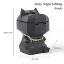 Hippo Ashtray with Lid - Stylish Geometric Decor for Home and Office(Black)
