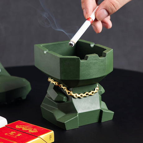 Hippo Ashtray with Lid - Stylish Geometric Decor for Home and Office(Black)