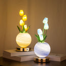 Orange Tulip Night Light - Floral Table Lamp for Bedroom Ambiance
