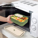 Dark green Microwave-Safe Silicone Lunch Box with 4 Compartments - Airtight Bento Box for Work and Travel