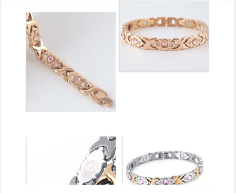 Magnetic Therapy Bracelet - Anti-Allergy Jewelry with Gemstone Design and Health Benefits(Gold)