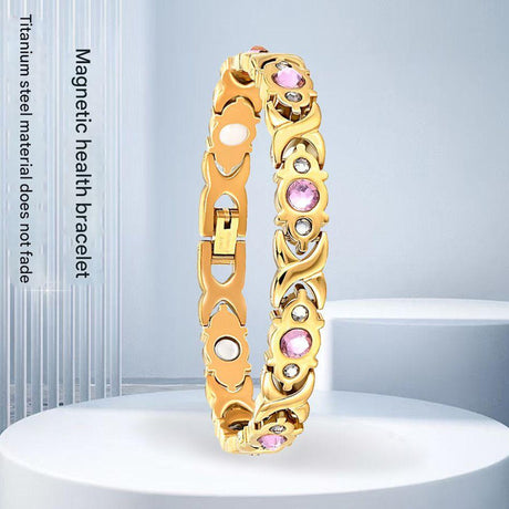 Magnetic Therapy Bracelet - Anti-Allergy Jewelry with Gemstone Design and Health Benefits(Steel)