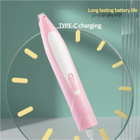 Electric Pet Hair Clipper with Type-C Charging, LED Light, and Grooming Accessories(yellow)