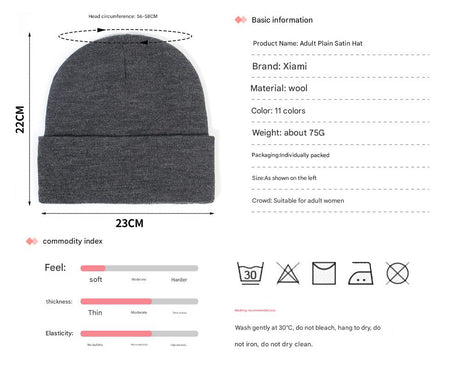 Premium Warm Beanie with Silk Satin Lining(pink)