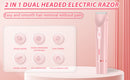 2-in-1 Ladies Electric Shaver & Trimmer - IPX7 Waterproof, USB-C Rechargeable, Dual Head Design(Purple)