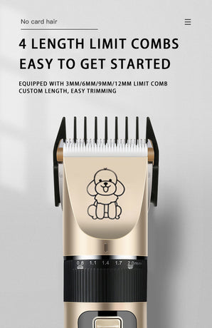 Professional Pet Grooming Hair Clipper Kit - Rechargeable, Low Noise, with Ceramic Blades & 5-Speed Adjustment(Gray)
