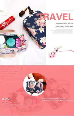 Versatile Portable Handled Bag - Durable Waterproof Fabric, Ideal for Toiletries, Lunch & Travel(Light blue peony)