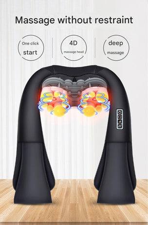 Deep Kneading Shiatsu Neck & Shoulder Massager with Heat - USB Rechargeable Ergonomic Design(Gray and black)