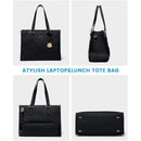 Stylish Quilted Laptop & Lunch Tote Bag , Water-Resistant with Insulated Compartment & Clutch(White)