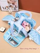 Portable Multi-Compartment Travel Toiletry & Makeup Organizer Bag with Brush Holders(Black)