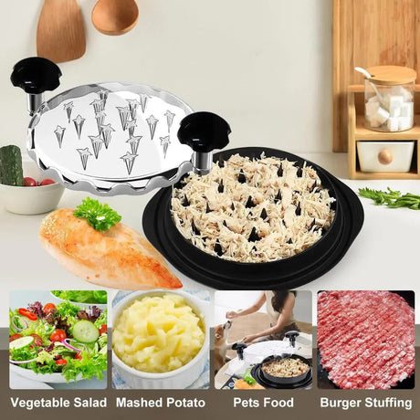 Upgraded Meat Shredder Tool - Rotating Chicken & Pork Puller with Anti-Slip Base & Ergonomic Grips(black)